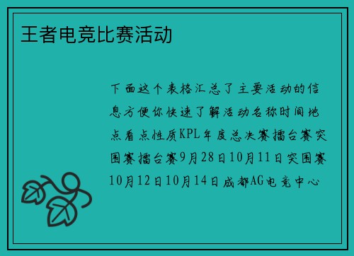 王者电竞比赛活动